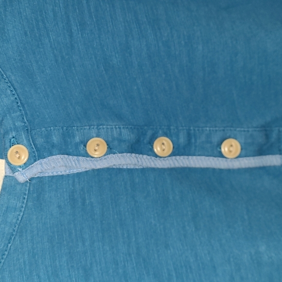 Merona Mens Blue/Green 4 Button Up Scoop Neck Short Sleeve Tshirt 100% Cotton LG - Picture 3 of 8